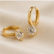 Round Zircon Drop Earrings