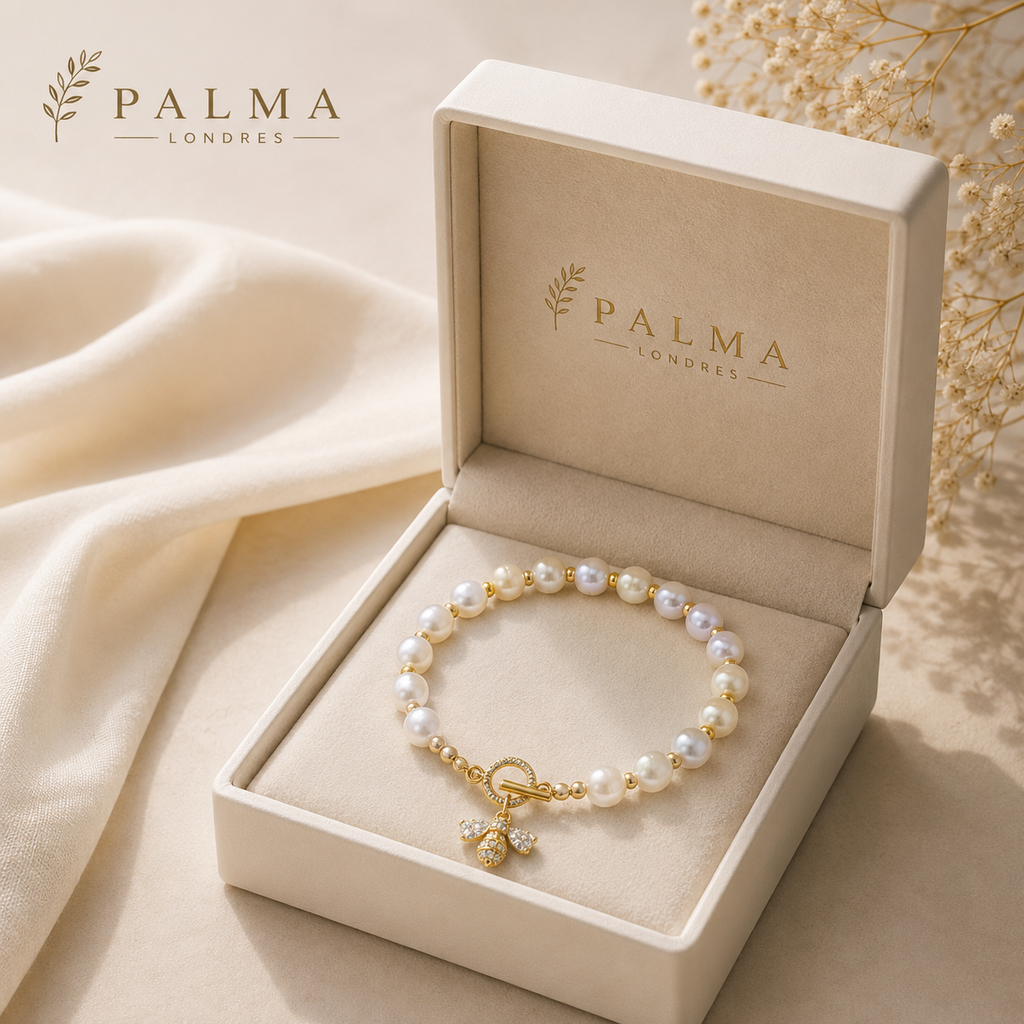 Natural Pearl String Bracelet Zircon Bee