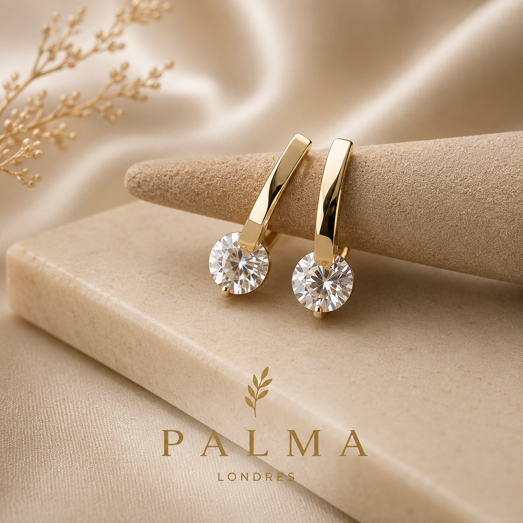 Round Zircon Drop Earrings