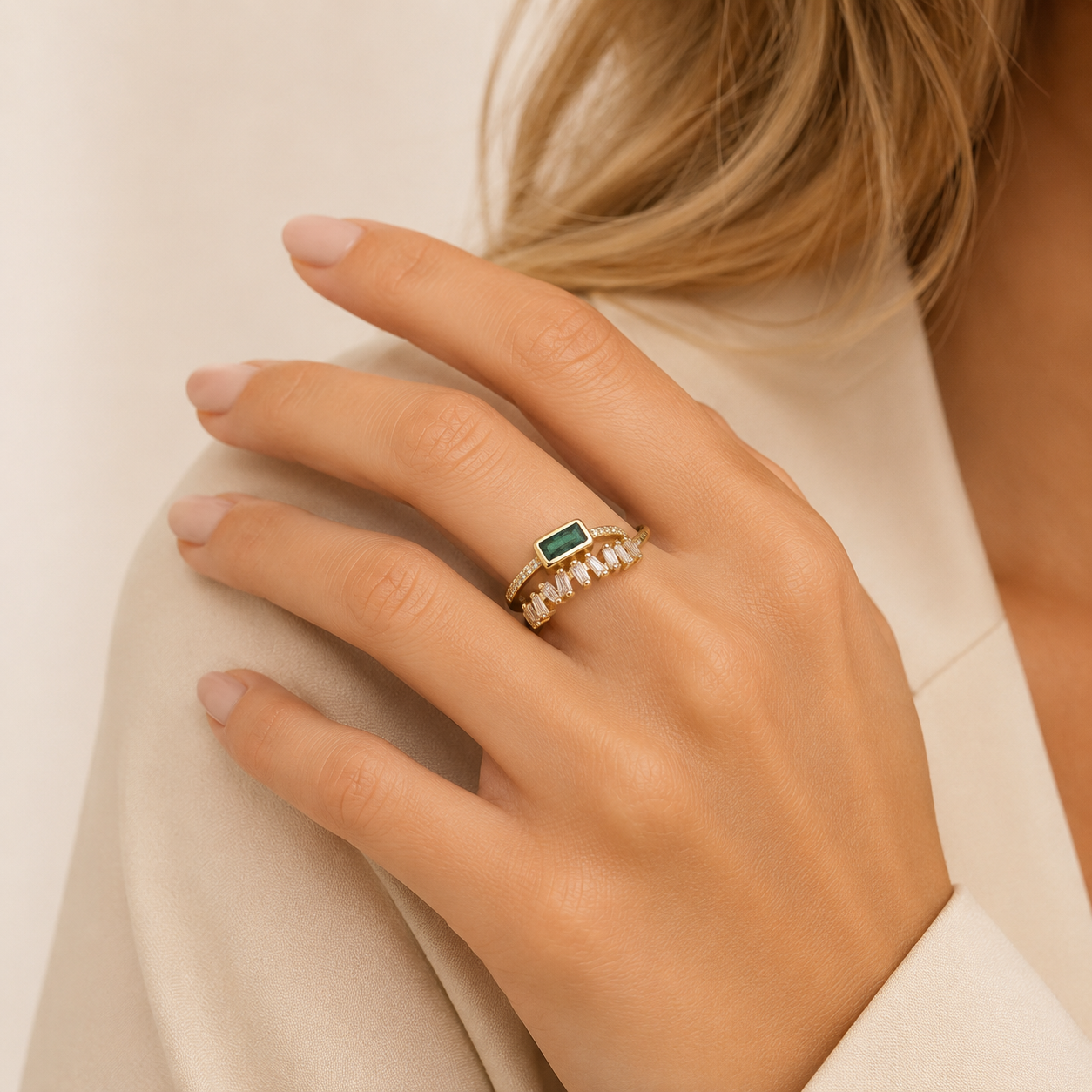 Classic Irregular Double Layer Zircon Ring