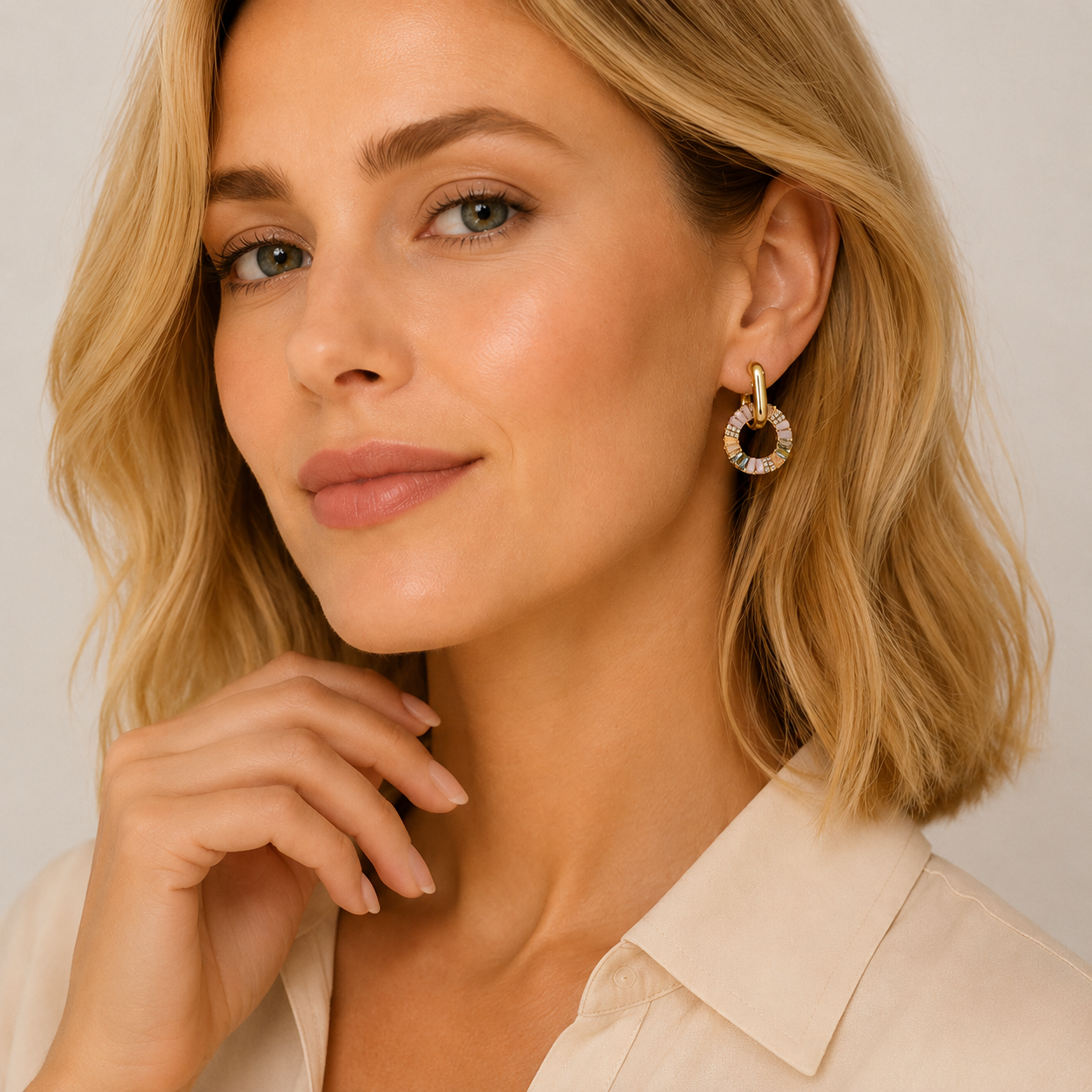 Zircon Drop Earrings Golden Circle Dangle Earrings