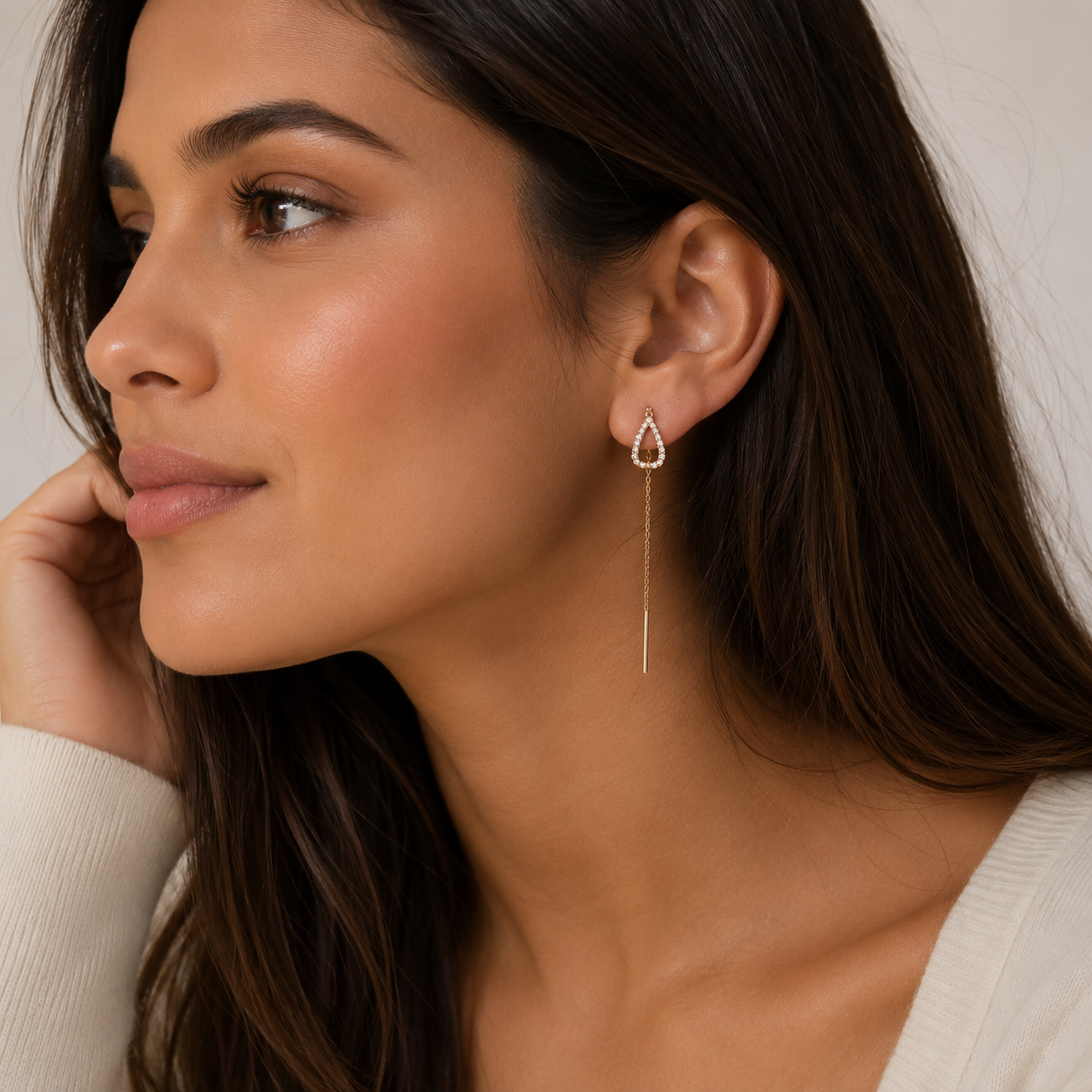 Threader Earing  Earrings  Zircon Crystal