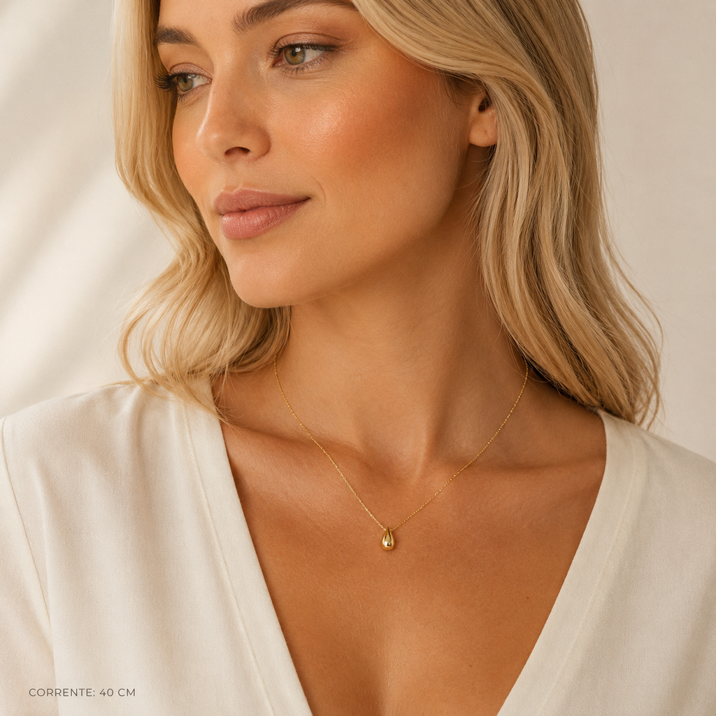 Plated Pear Pendant Necklace