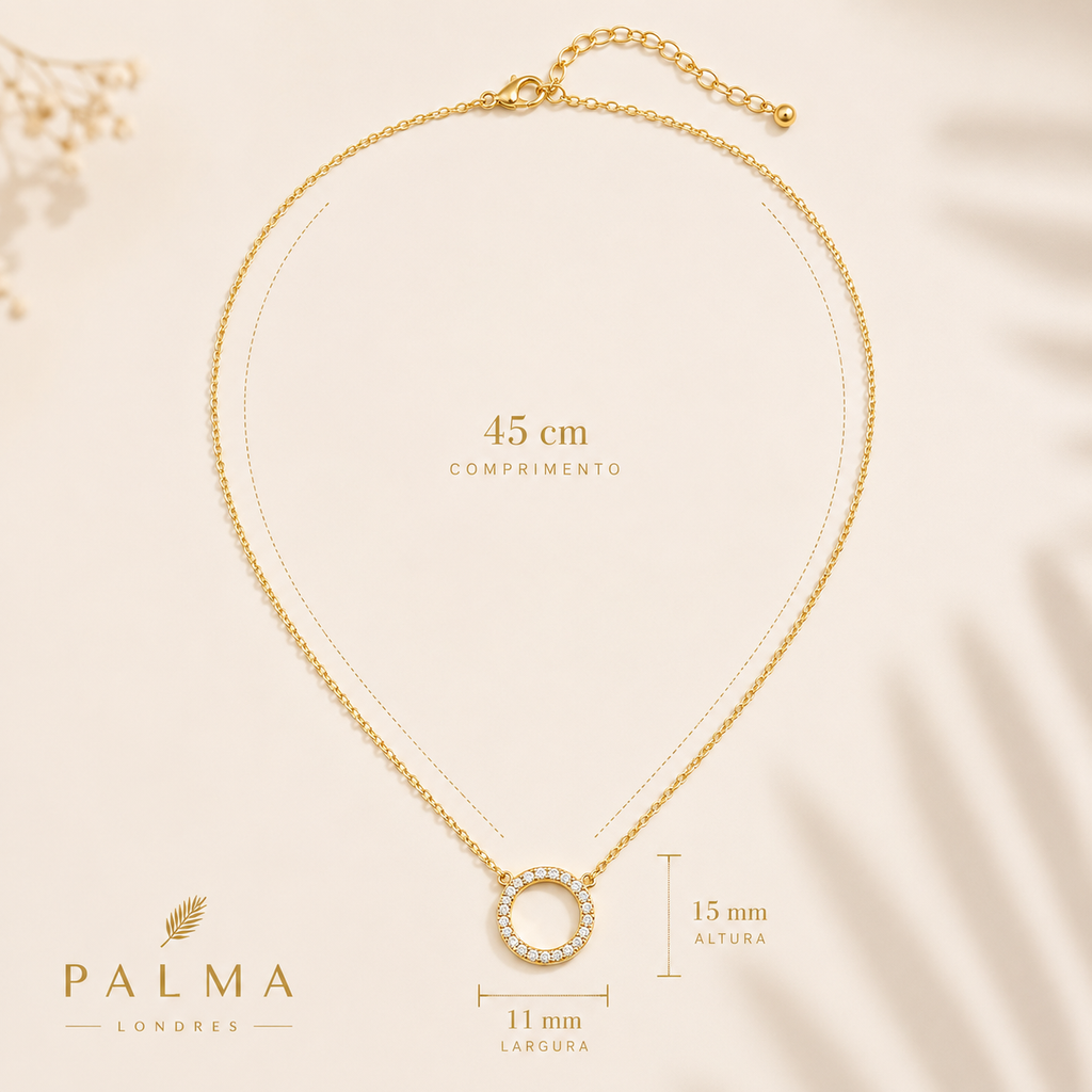 Circle Shaped Pendant Necklace with Cubic Zircon