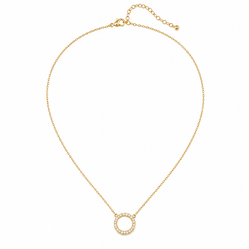 Circle Shaped Pendant Necklace with Cubic Zircon