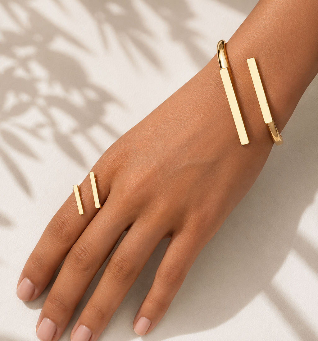 Geometric Cuff Bracelet and ring