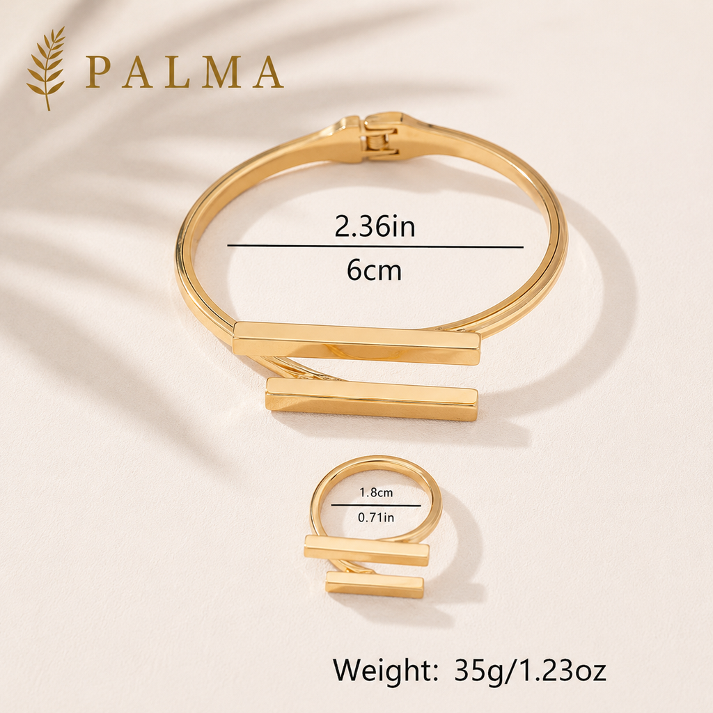 Geometric Cuff Bracelet and ring