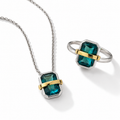 Blue Crystal Sterling Silver Set