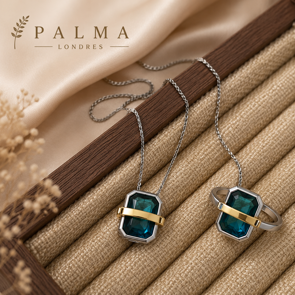 Blue Crystal Sterling Silver Set