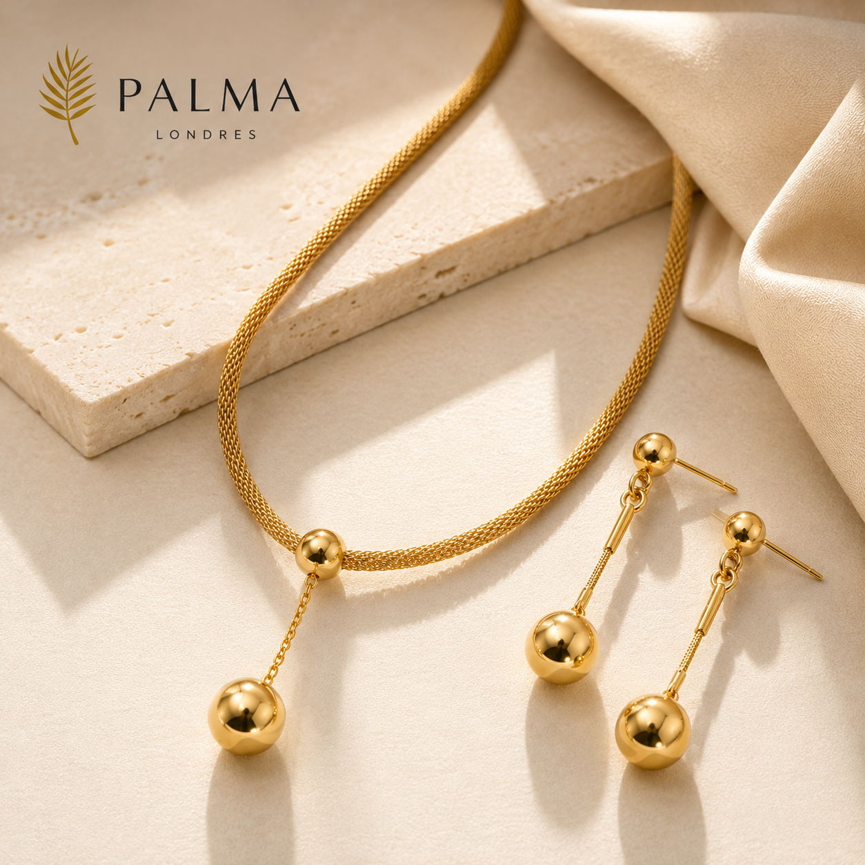 Plated Bead Pendant Necklace Earrings