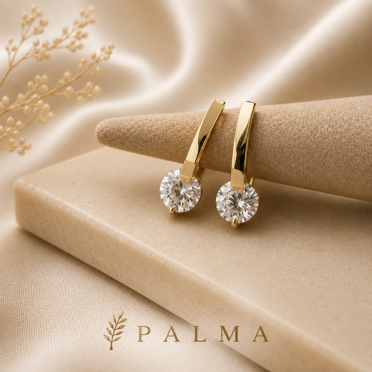 Solitaire Drop Hoop Earrings