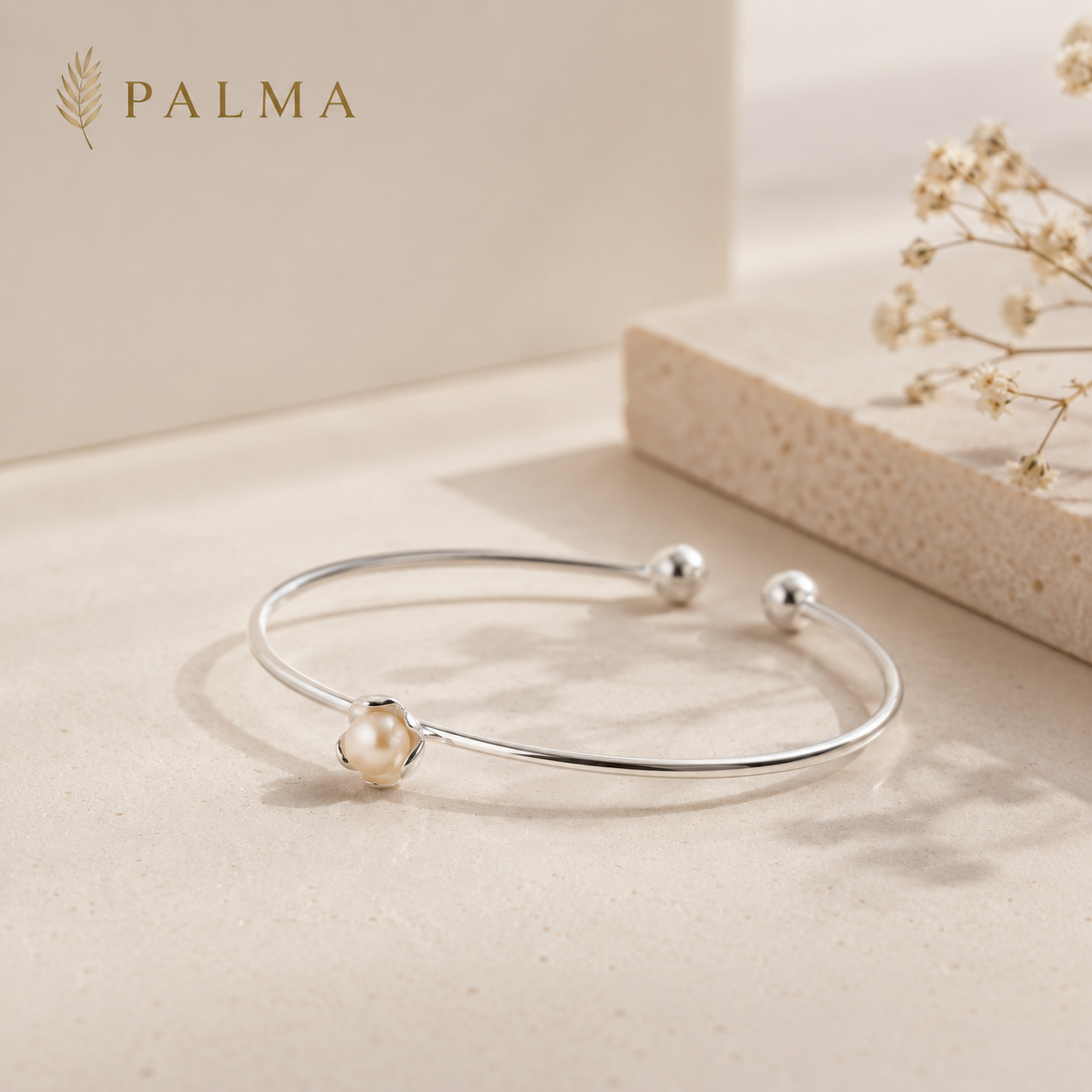 925 Sterling Silver Pearl Bangle