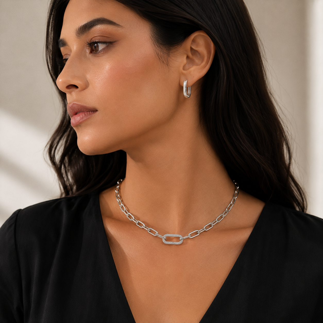 Chunky Silver Choker Necklace