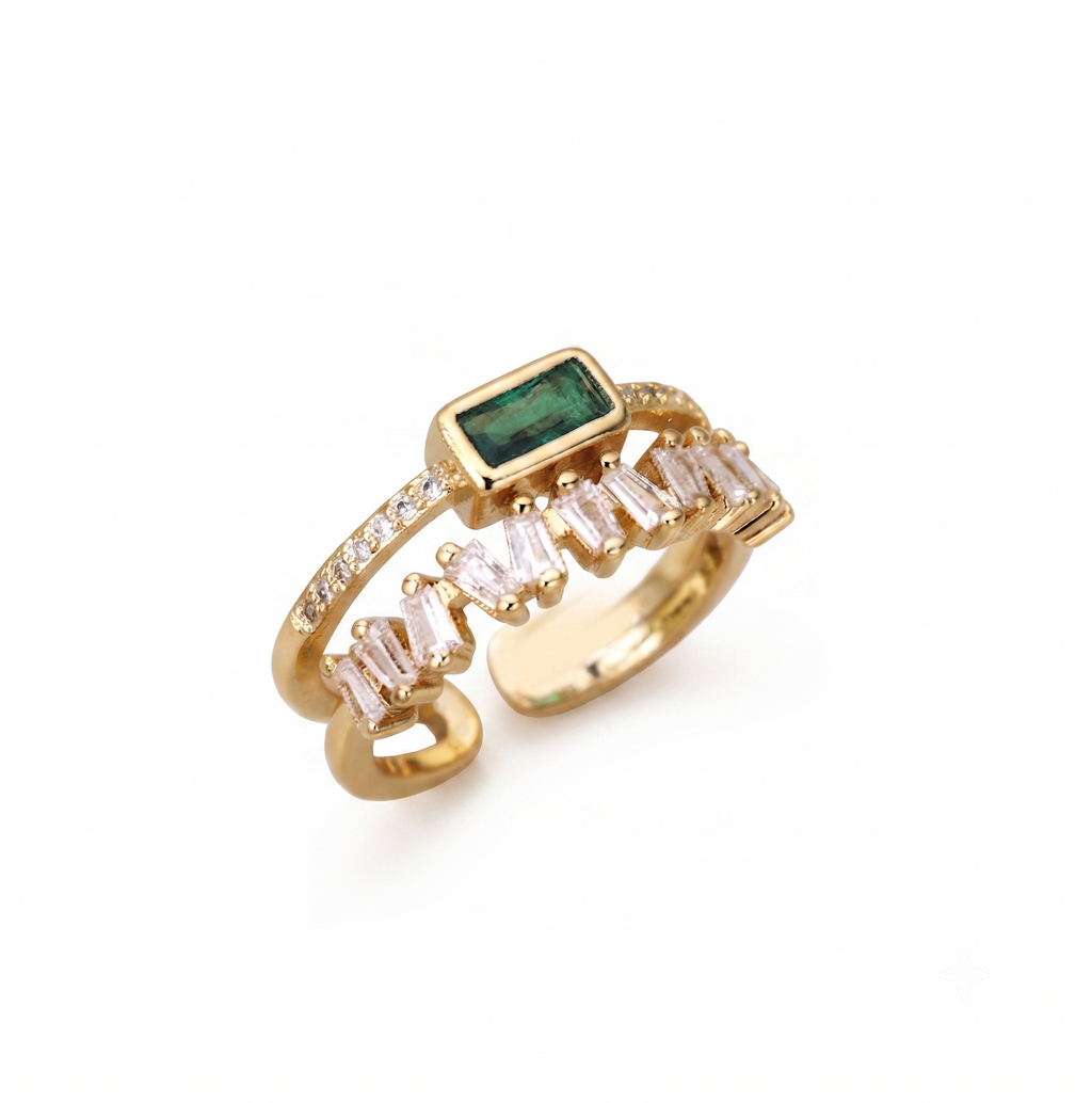 Classic Irregular Double Layer Zircon Ring
