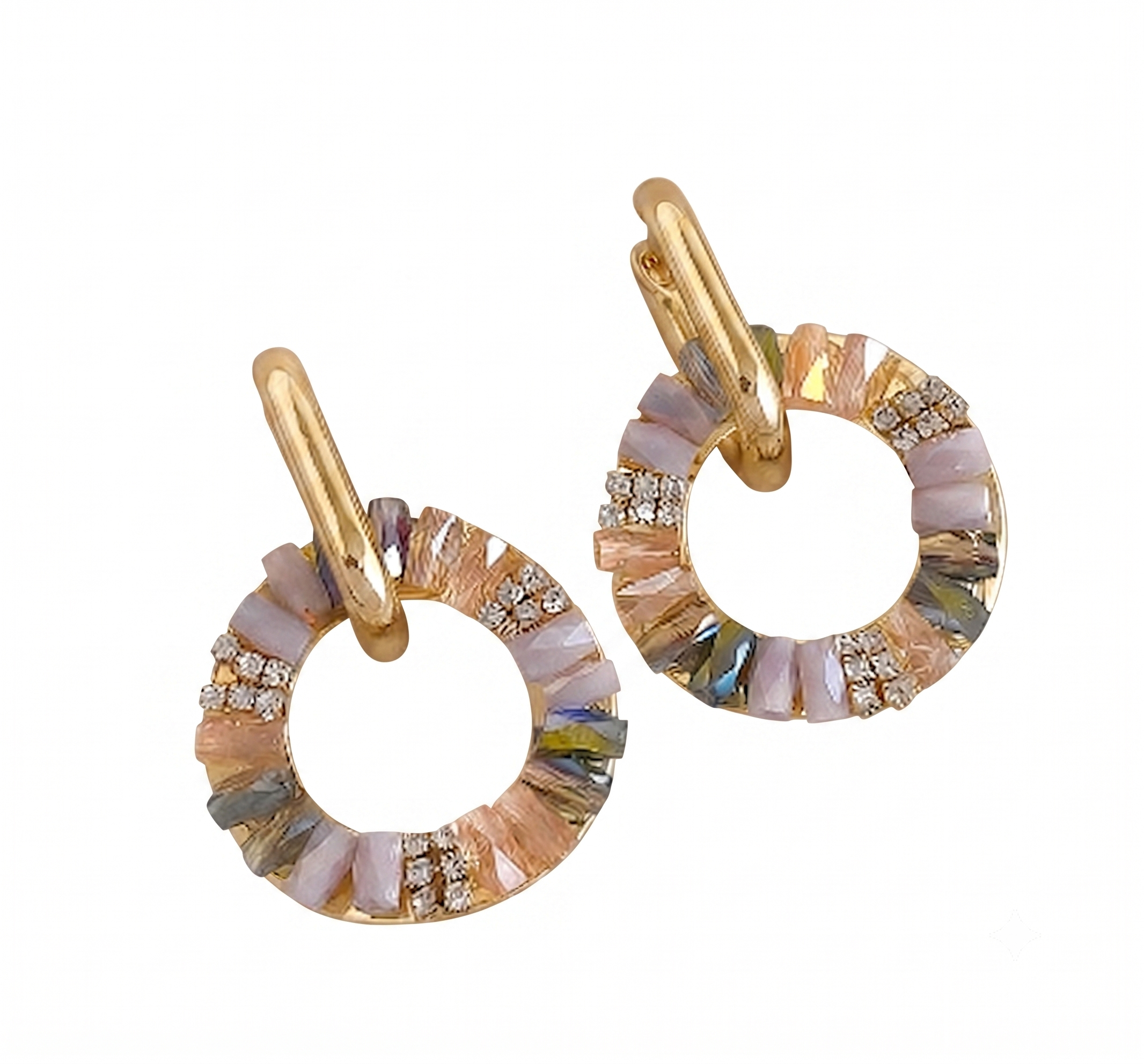 Zircon Drop Earrings Golden Circle Dangle Earrings