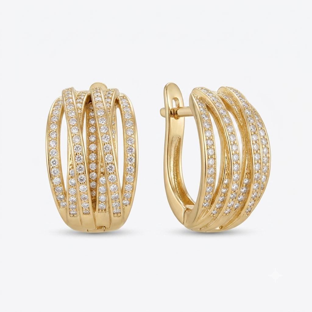 Hoop Earrings Full Crystal Cubic Zirconia