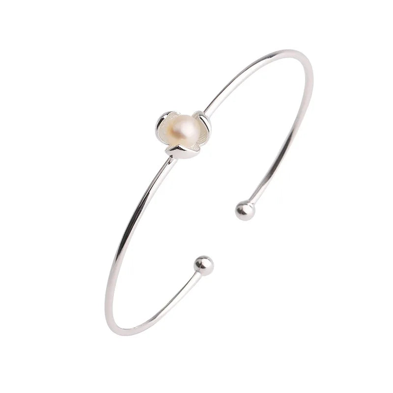 Personality New Art 925 Sterling Silver Jewelry Female Simple Clover Pearls High-quality Popular Bracelet For  Women