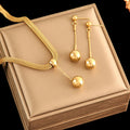 Plated Bead Pendant Necklace Earrings Jewelry Set
