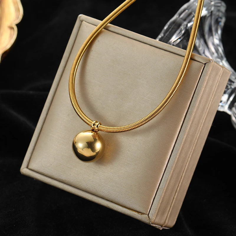 Plated Bead Pendant Necklace Earrings Jewelry Set