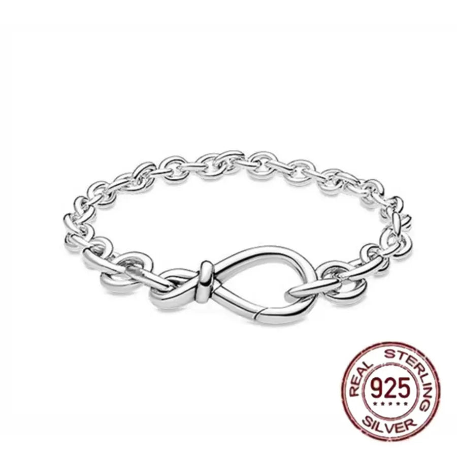 100% S925 sterling silver heart-shaped crown snake bone bracelet, suitable for original DlY bracelet, women's fashion jewelry