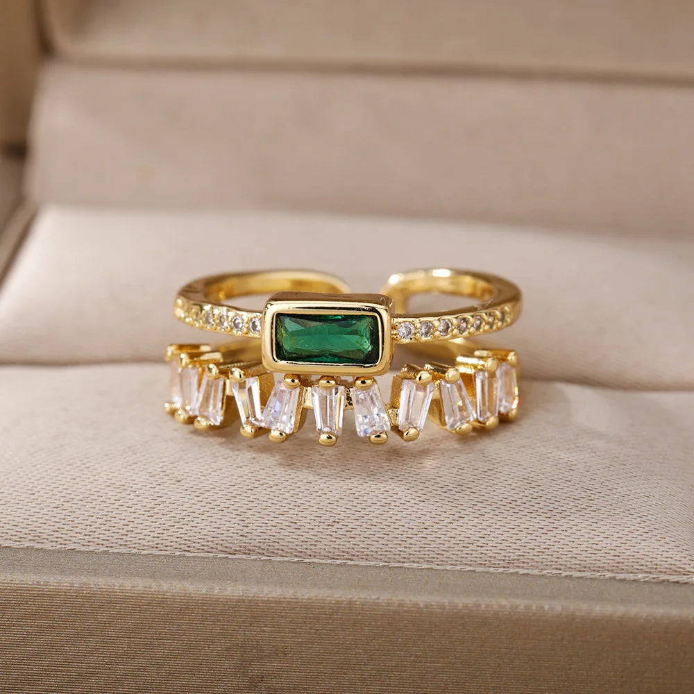 Classic Irregular Double Layer Zircon Ring