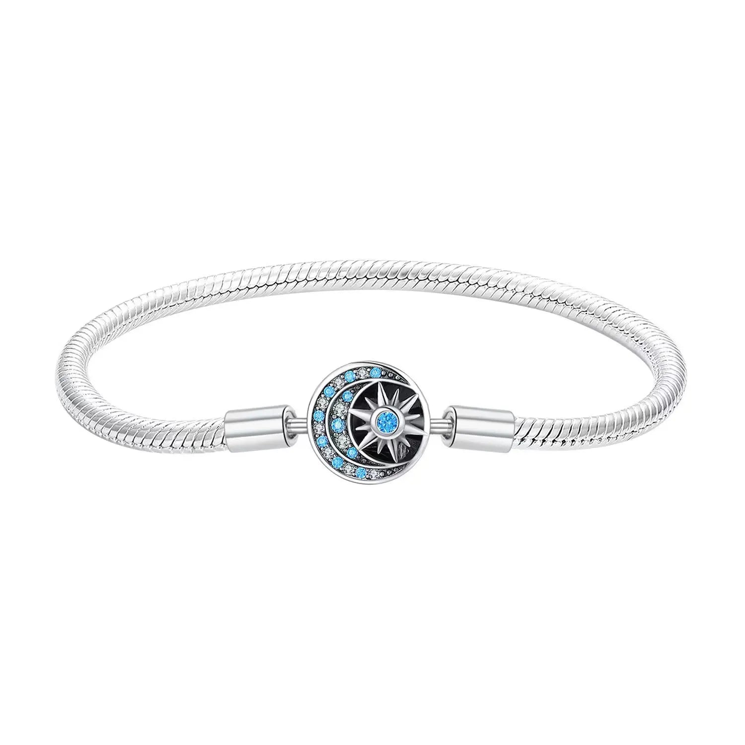 100% S925 sterling silver heart-shaped crown snake bone bracelet, suitable for original DlY bracelet, women's fashion jewelry