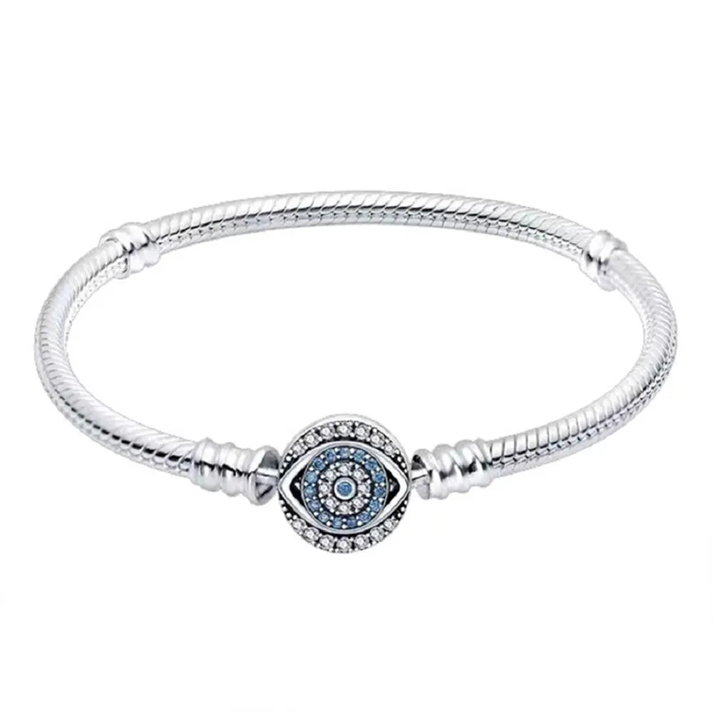 100% S925 sterling silver heart-shaped crown snake bone bracelet, suitable for original DlY bracelet, women's fashion jewelry