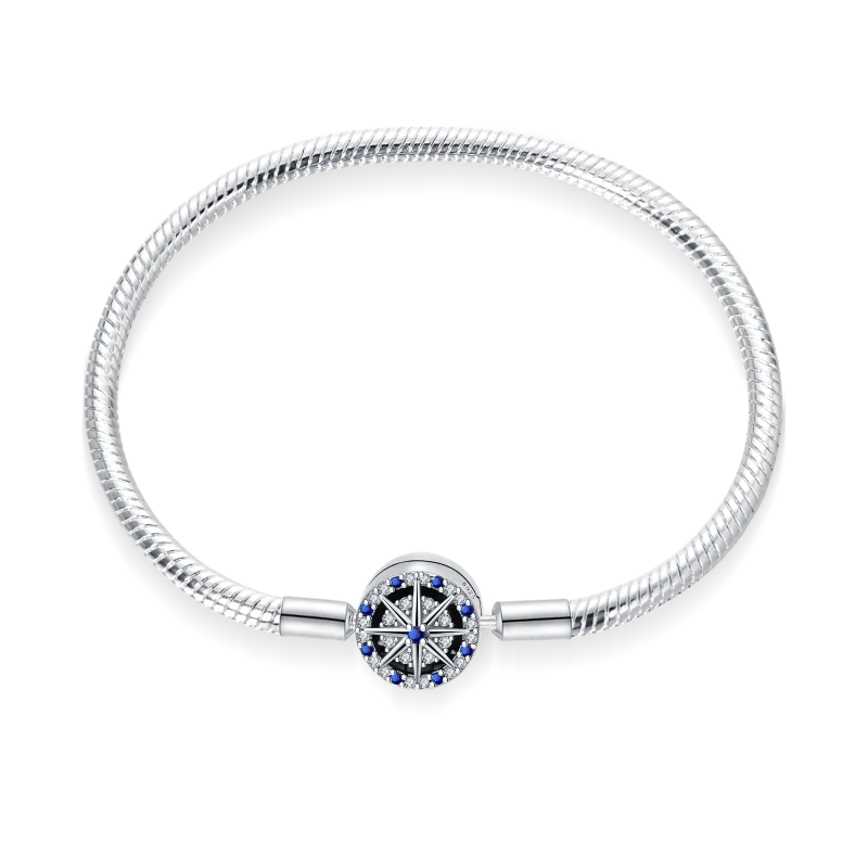100% S925 sterling silver heart-shaped crown snake bone bracelet, suitable for original DlY bracelet, women's fashion jewelry