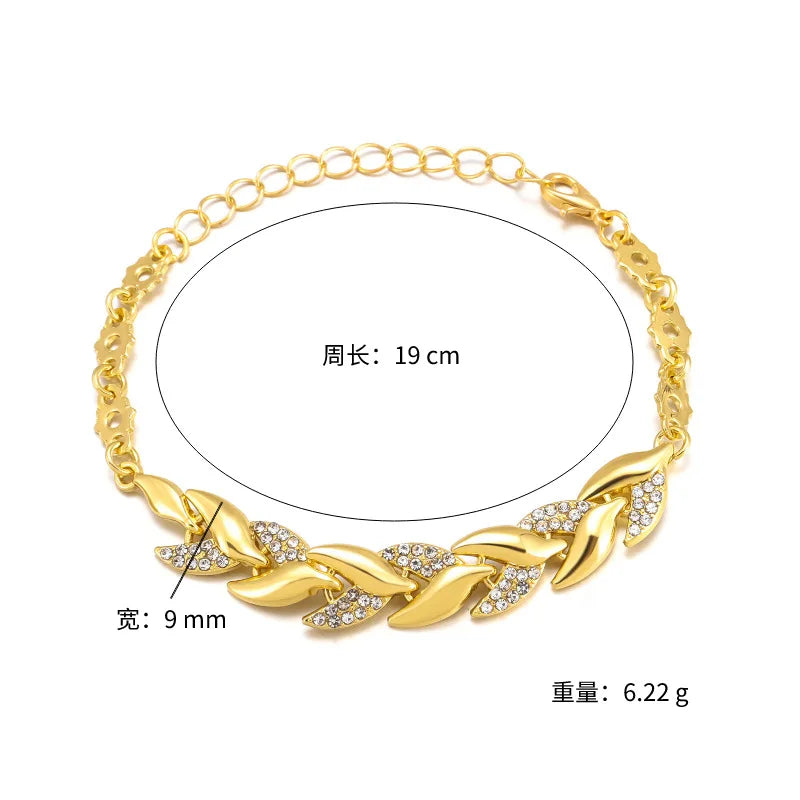 Luxury Braided Leaf Bracelet with Crystal Charm - Elegant Gift for Women | Wedding, Anniversary & Valentine's Day Jewelry