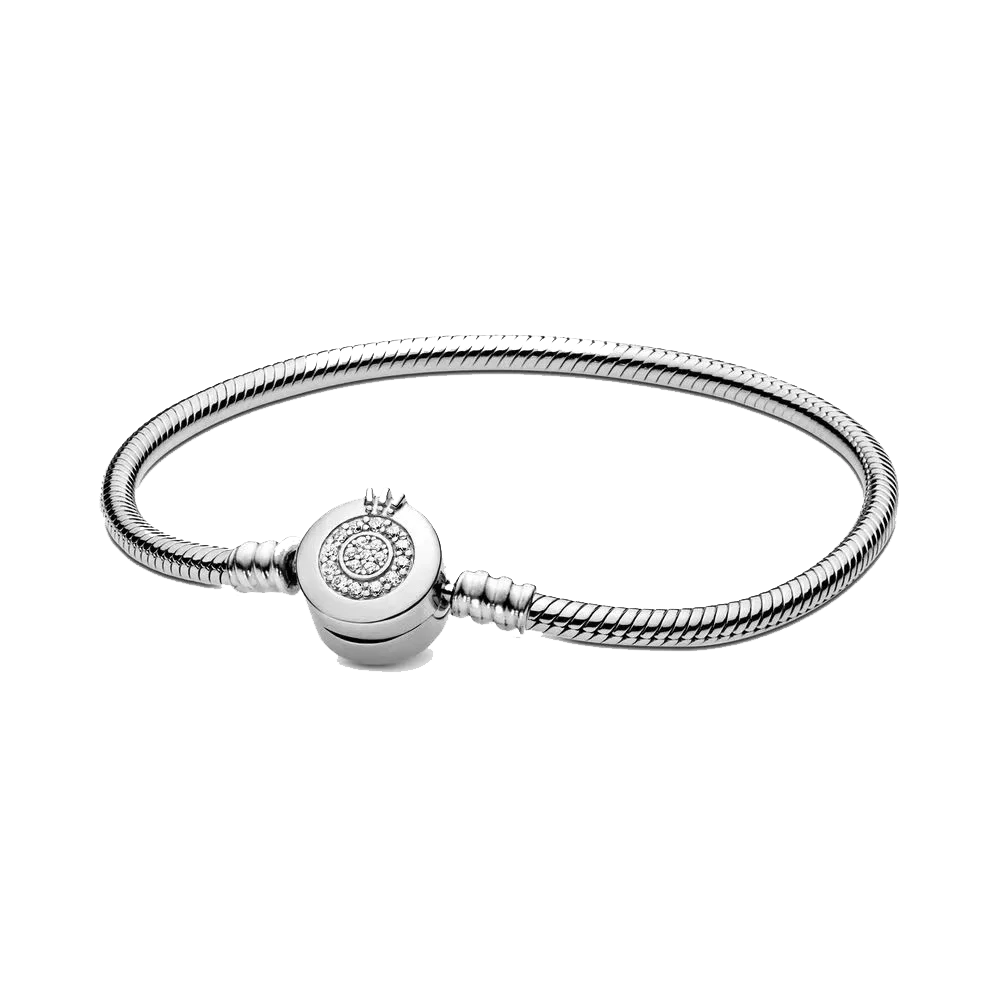 100% S925 sterling silver heart-shaped crown snake bone bracelet, suitable for original DlY bracelet, women's fashion jewelry