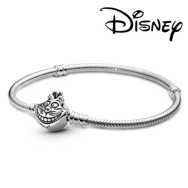 100% S925 sterling silver heart-shaped crown snake bone bracelet, suitable for original DlY bracelet, women's fashion jewelry