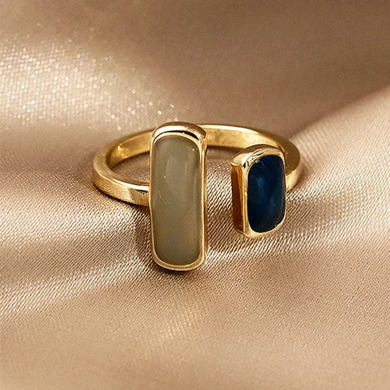 Drip Glaze Ring Fashion Retro Geometric Gold