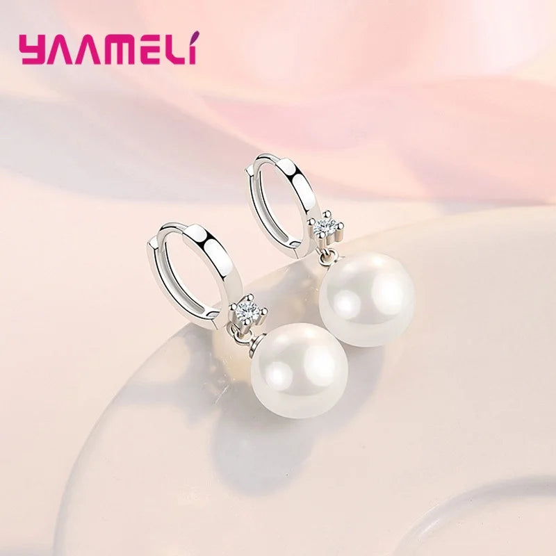 Fashion 925 Sterling Silver Color Jewelry Set Freshwater Pearl Necklaces Earrings For Women Girls Super Nice Anniversary Gift