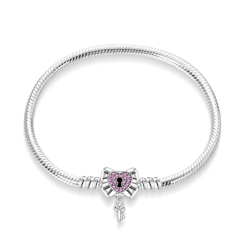 100% S925 sterling silver heart-shaped crown snake bone bracelet, suitable for original DlY bracelet, women's fashion jewelry