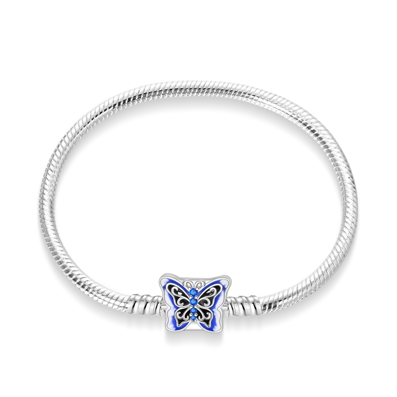 100% S925 sterling silver heart-shaped crown snake bone bracelet, suitable for original DlY bracelet, women's fashion jewelry