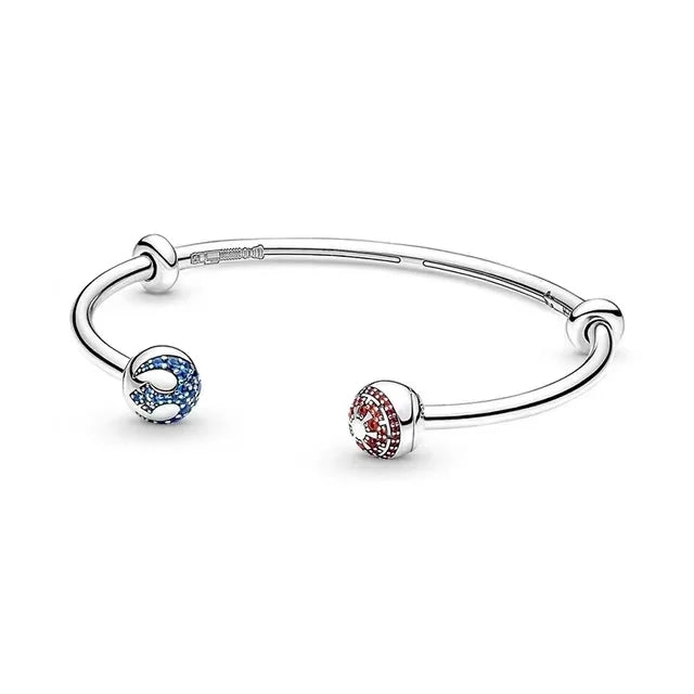 100% S925 sterling silver heart-shaped crown snake bone bracelet, suitable for original DlY bracelet, women's fashion jewelry