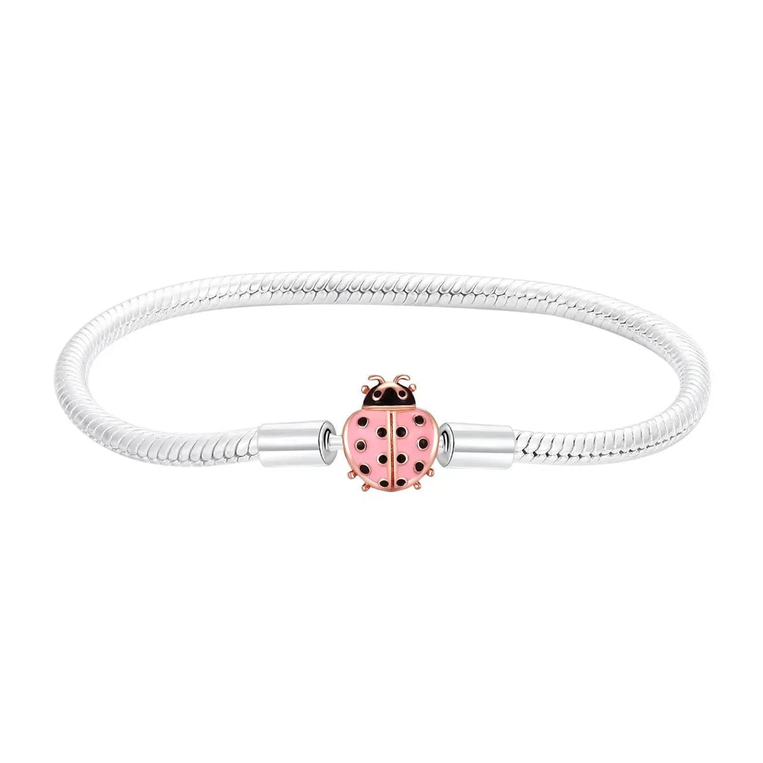 100% S925 sterling silver heart-shaped crown snake bone bracelet, suitable for original DlY bracelet, women's fashion jewelry