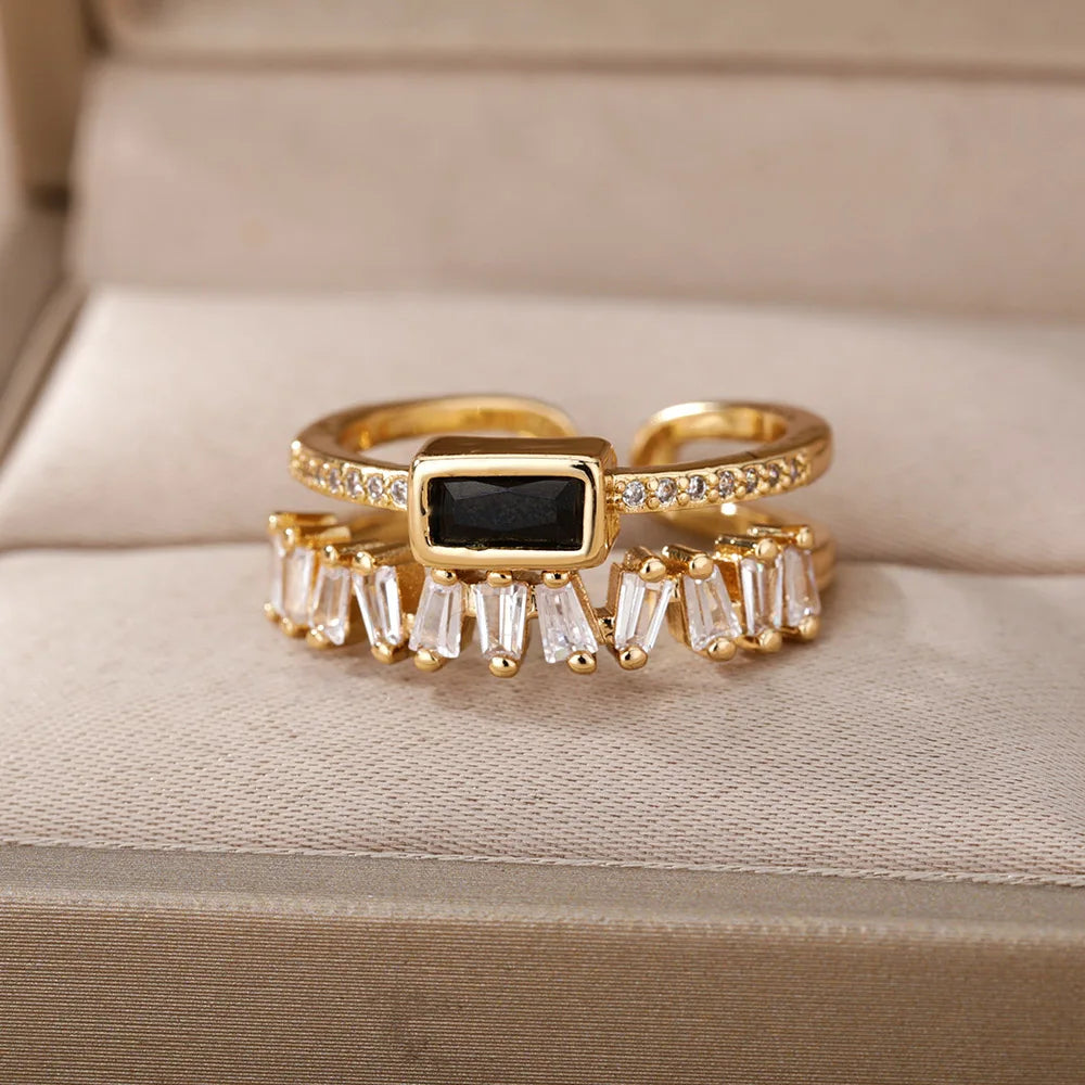 Classic Irregular Double Layer Zircon Ring