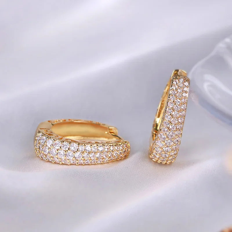 Hoop Earrings Paved CZ Stone