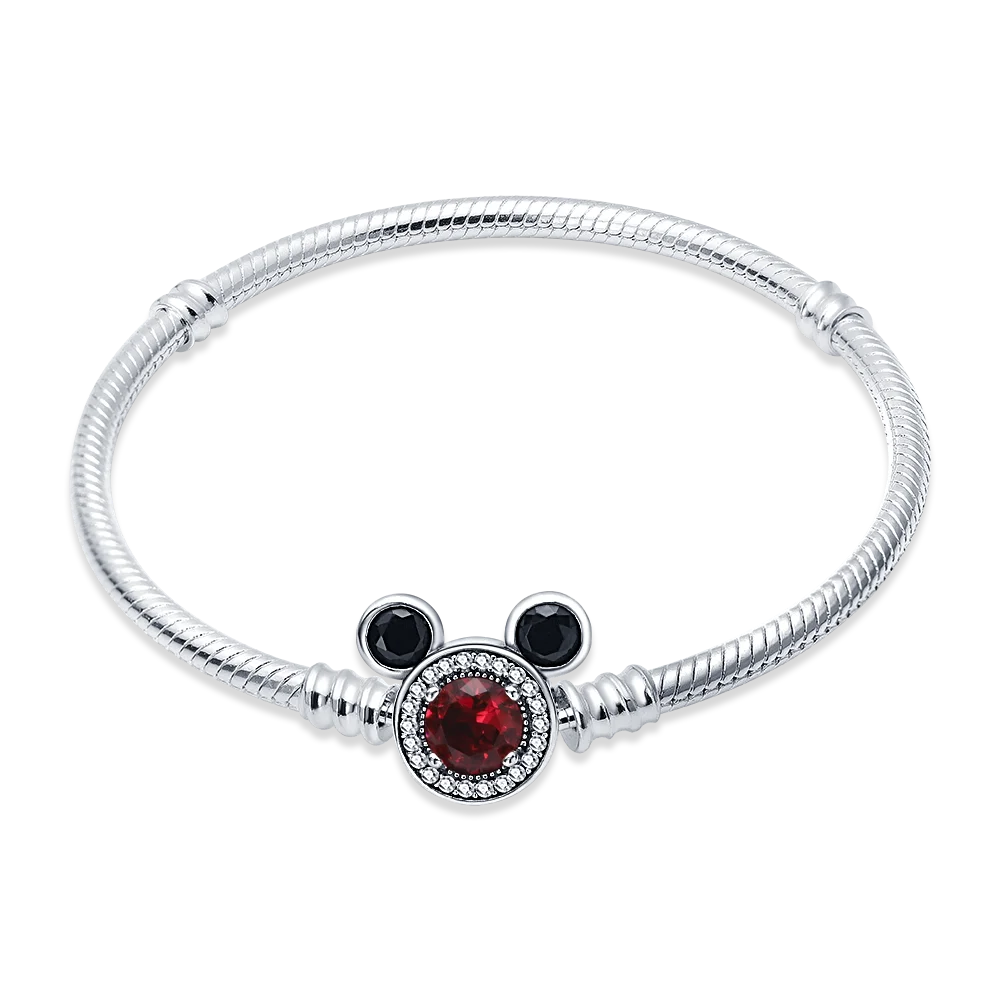 100% S925 sterling silver heart-shaped crown snake bone bracelet, suitable for original DlY bracelet, women's fashion jewelry