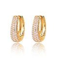 Hoop Earrings Paved CZ Stone