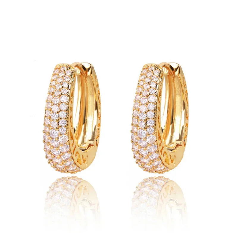Hoop Earrings Paved CZ Stone
