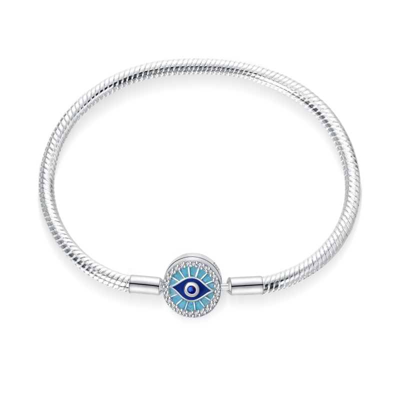 100% S925 sterling silver heart-shaped crown snake bone bracelet, suitable for original DlY bracelet, women's fashion jewelry