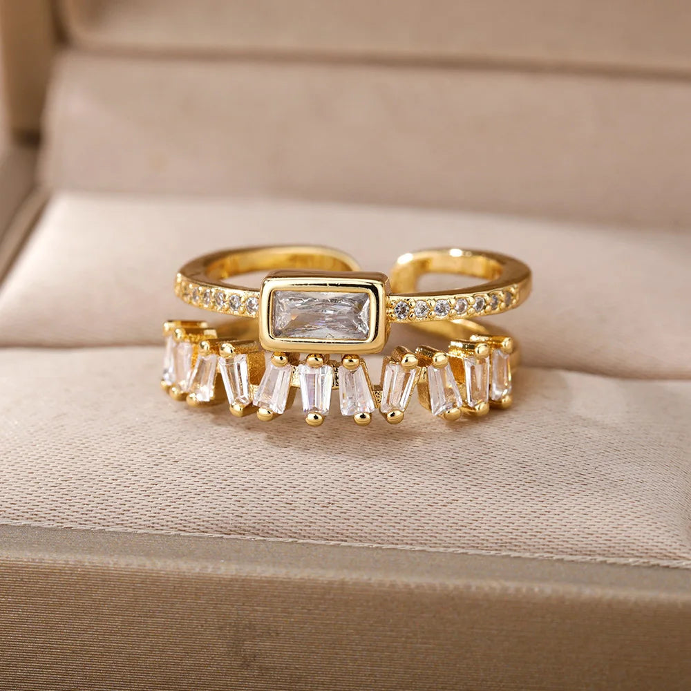 Classic Irregular Double Layer Zircon Ring