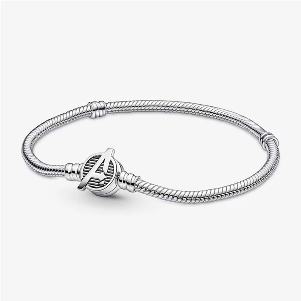 100% S925 sterling silver heart-shaped crown snake bone bracelet, suitable for original DlY bracelet, women's fashion jewelry