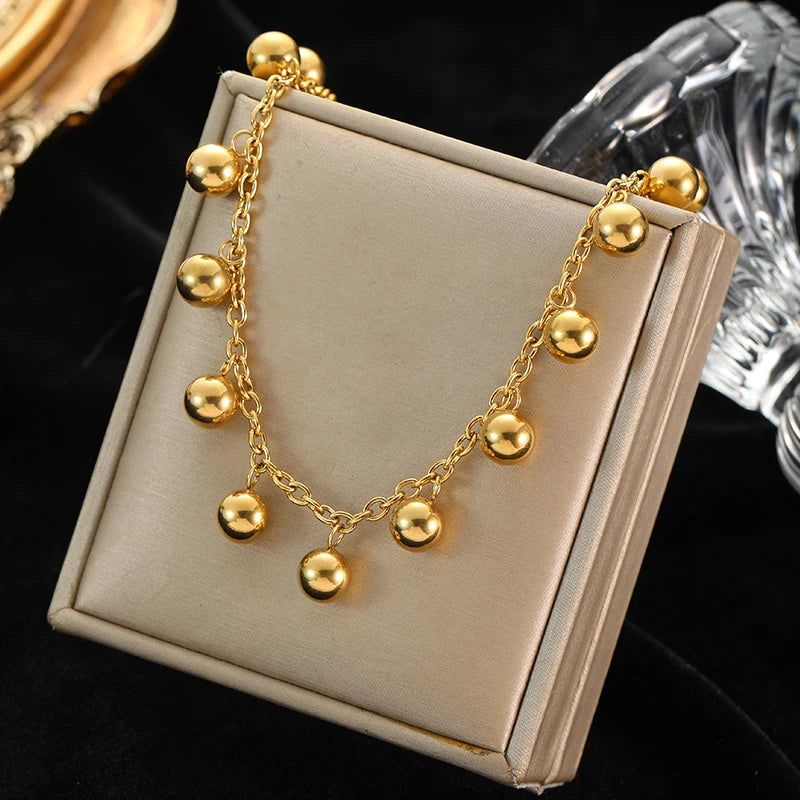 Plated Bead Pendant Necklace Earrings Jewelry Set