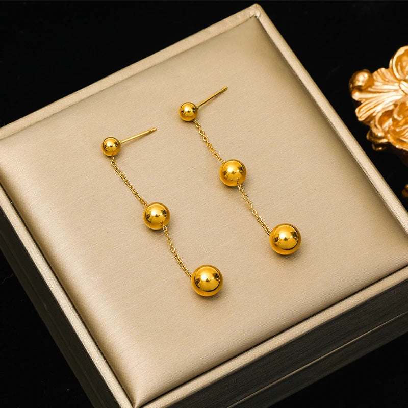 Plated Bead Pendant Necklace Earrings Jewelry Set