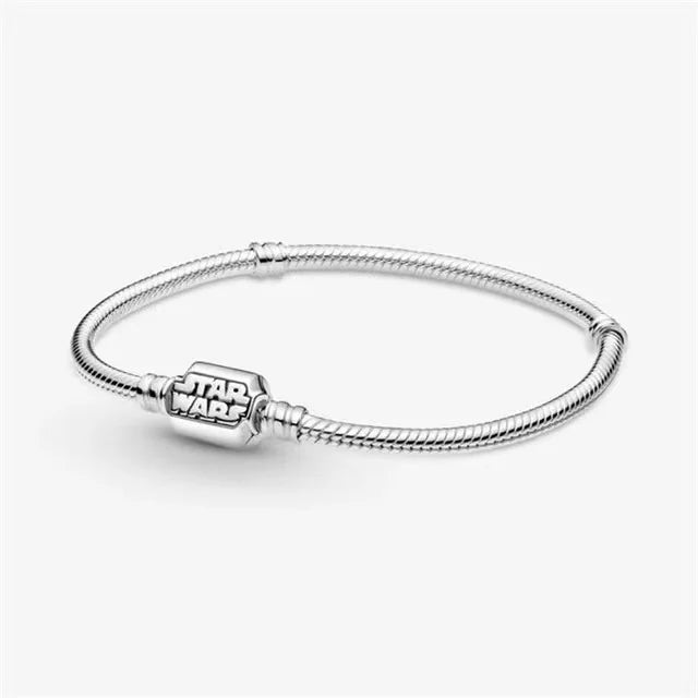 100% S925 sterling silver heart-shaped crown snake bone bracelet, suitable for original DlY bracelet, women's fashion jewelry