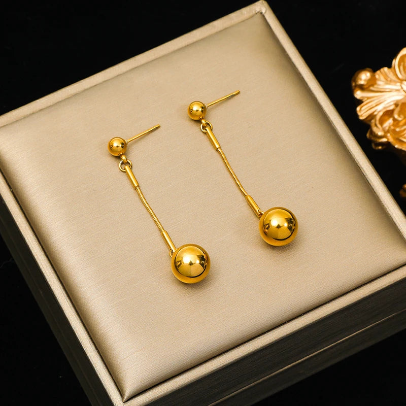 Plated Bead Pendant Necklace Earrings Jewelry Set