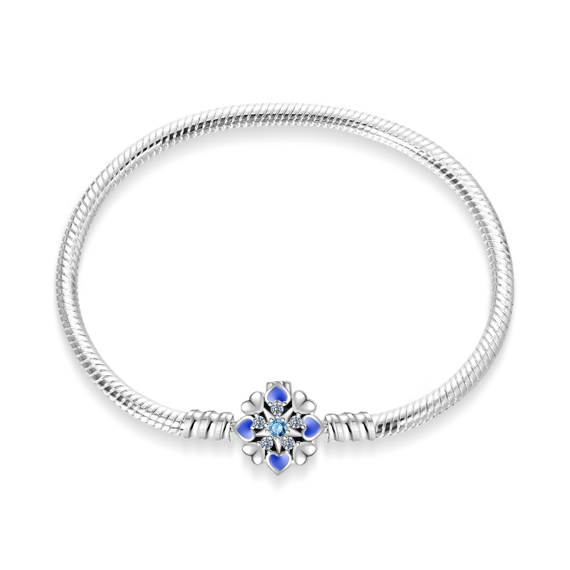 100% S925 sterling silver heart-shaped crown snake bone bracelet, suitable for original DlY bracelet, women's fashion jewelry